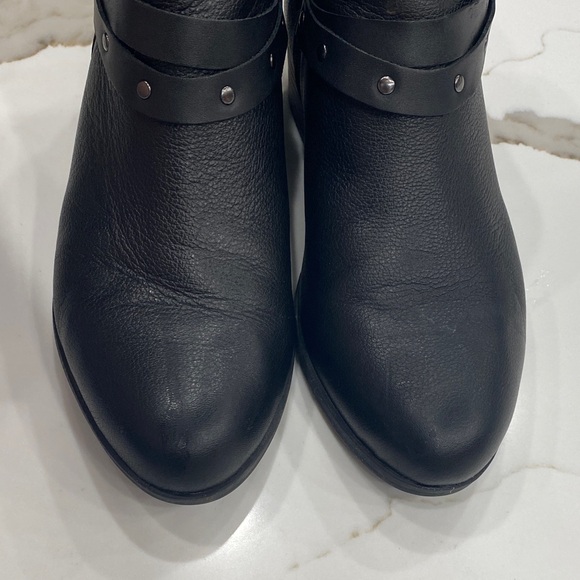 Clarks Black Leather Studded Strap Ankle Booties - Picture 7 of 7